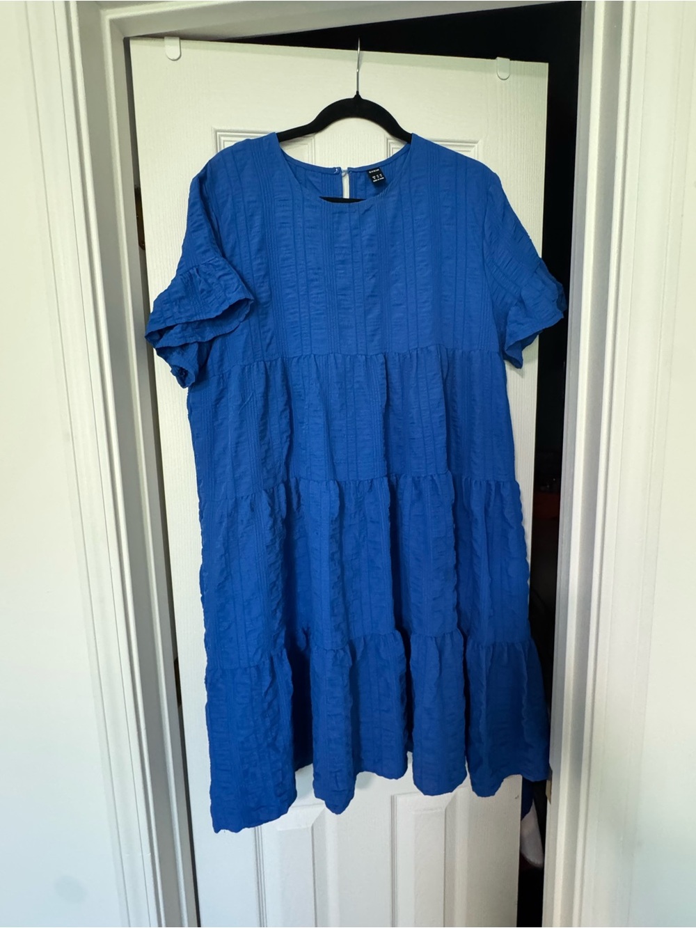 SHEIN Royal Blue Tiered Short-Sleeve Kids Dress